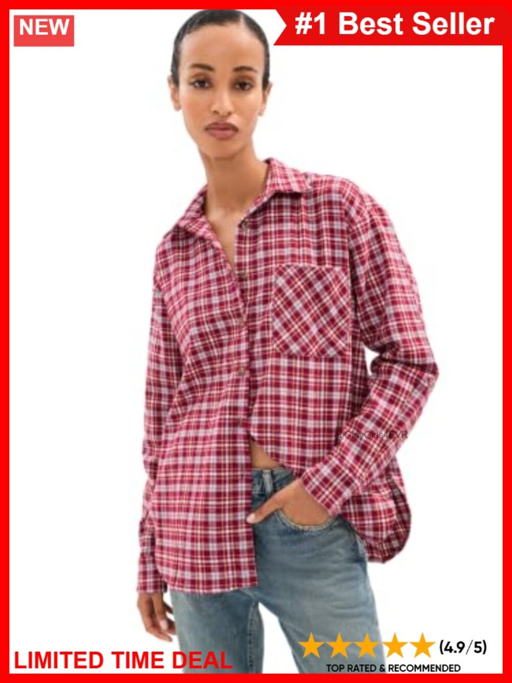 Button Down Flannel Shirt Plaid Collared Long Sleeve